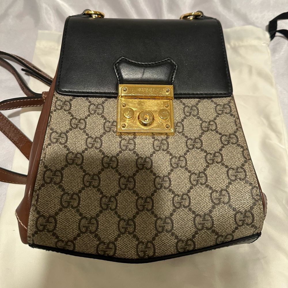 Gucci Mini GG Supreme Padlock Backpack